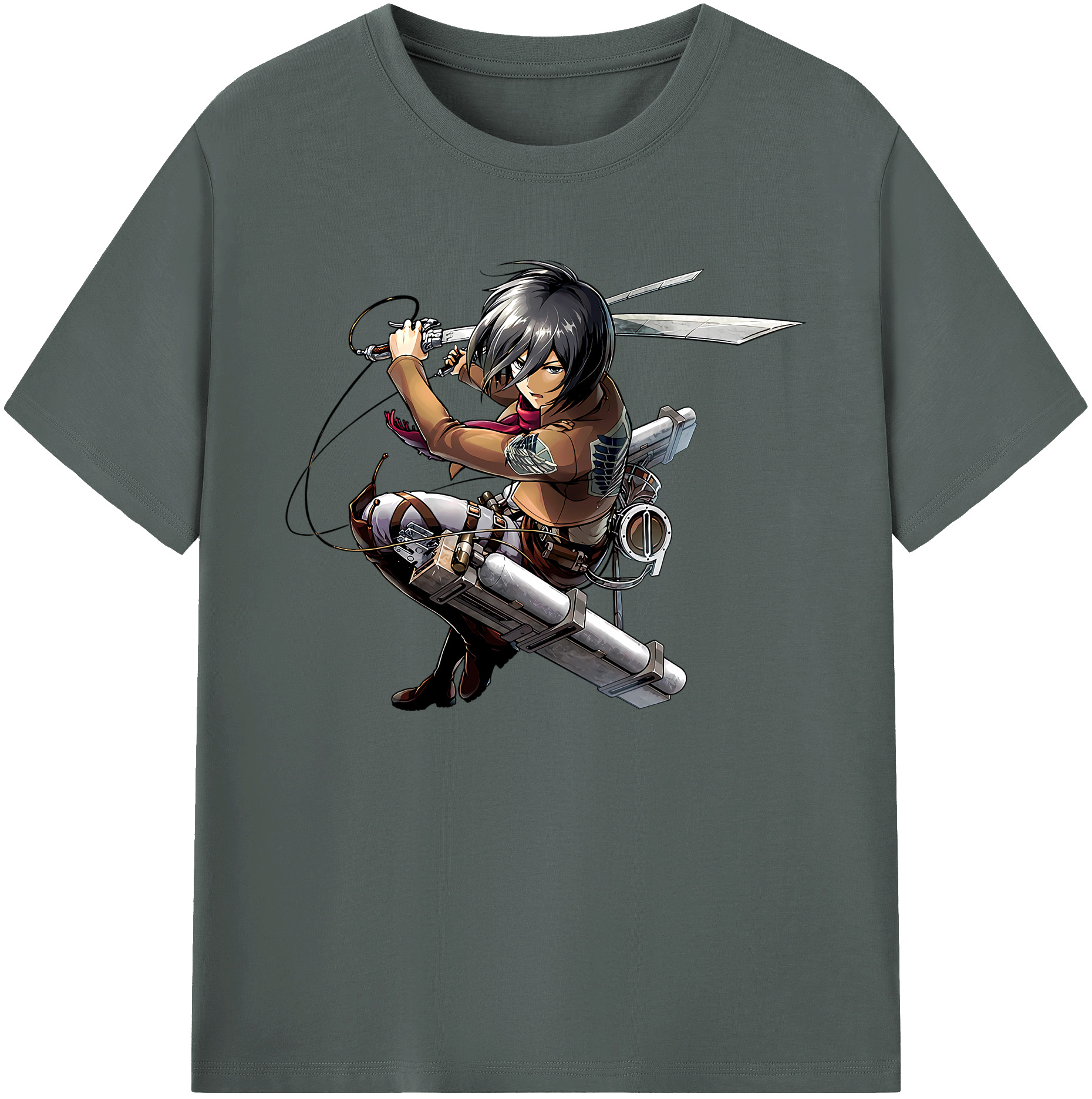 （画像用） 進撃の巨人 ミカサ·アッカーマン Attack on Titan Mikasa Ackerman 綿100％ メンズ半袖Tシャツ｜肌触りやわらか＆通気性